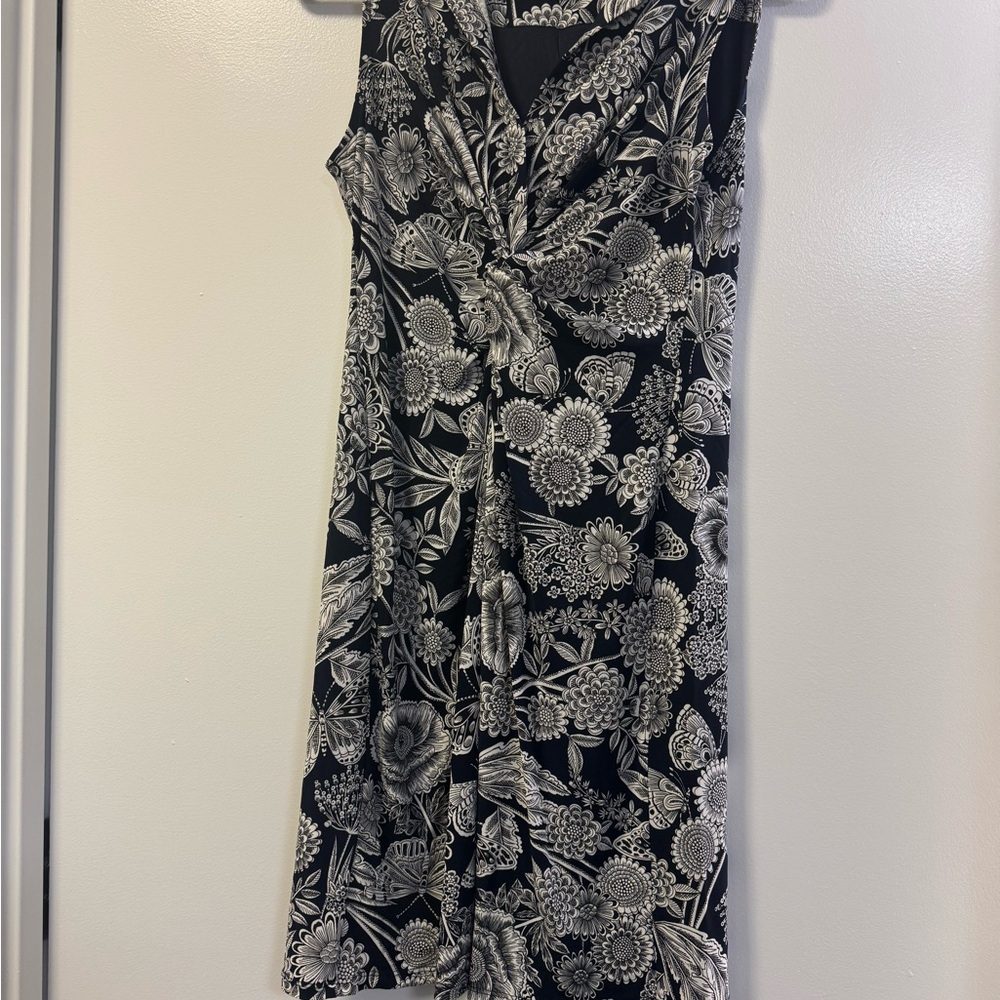 Tommy Hilfiger Black and White Floral Midi Dress